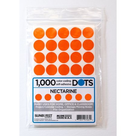 SUNBURST SYSTEMS Labels Color Coding Nectarine 1000 Dots 7065